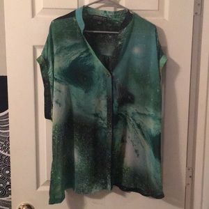 Sheer Galaxy Forever 21+ Button Down